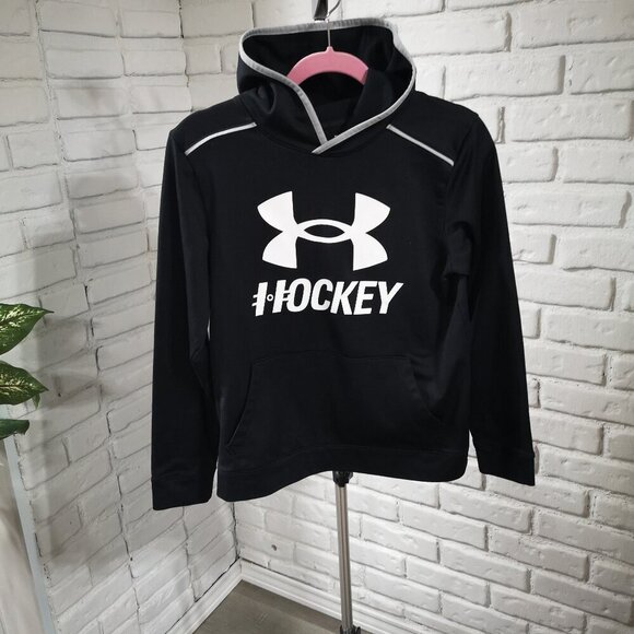Under Armour Youths Size Large Fleece Lined Black Hockey Hoodie - Picture 1 of 11